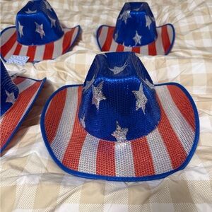 Patriotic Blue and Red Sequin Cowboy Hat